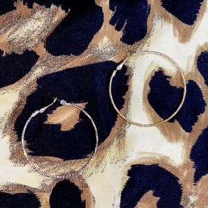 Forever 21 Silver Hoop Earrings With Glitter